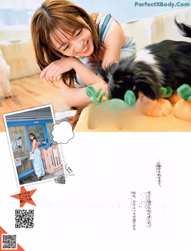A young girl playing with a dog on the floor.